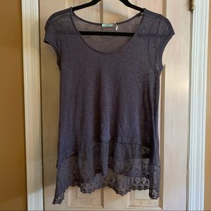 Kimchi Blue knitted shirt with lace trim